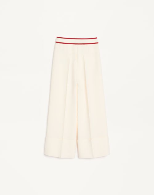 Valentino - Crepe Couture Trousers - Ivory/red - Woman - Trousers And Shorts